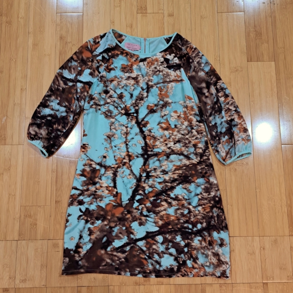 Ted Baker Teal & Brown Patterned Dress